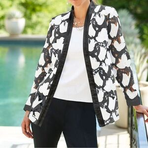 Ming Wang Openwork Floral Lace Jacket